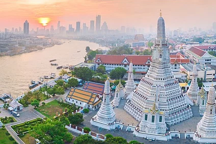Picture of Bangkok from afar during sun set